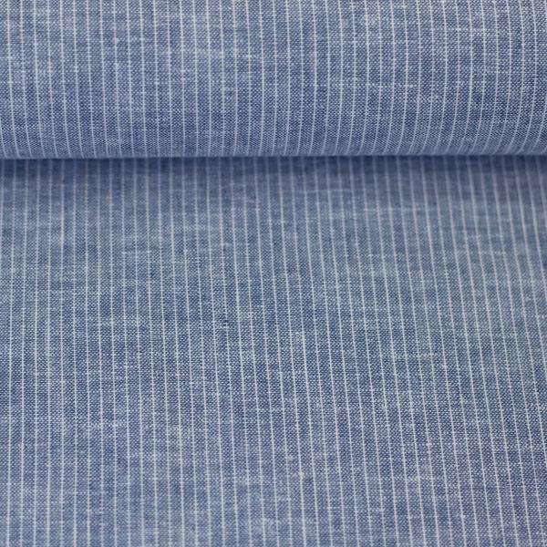 Baumwoll-Leinen Paul Streifen meliert Jeansblau von Swafing